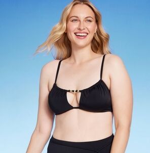 Women's Bead Detail Underwire Bikini Top - Shade & Shore Black 34D